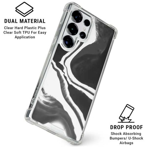 Black Marble Ink Galaxy S25 Ultra Clear Case